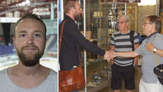 Daniel Rooth på Idrottsmuseet med Åke Larsson och Jan Lindman.